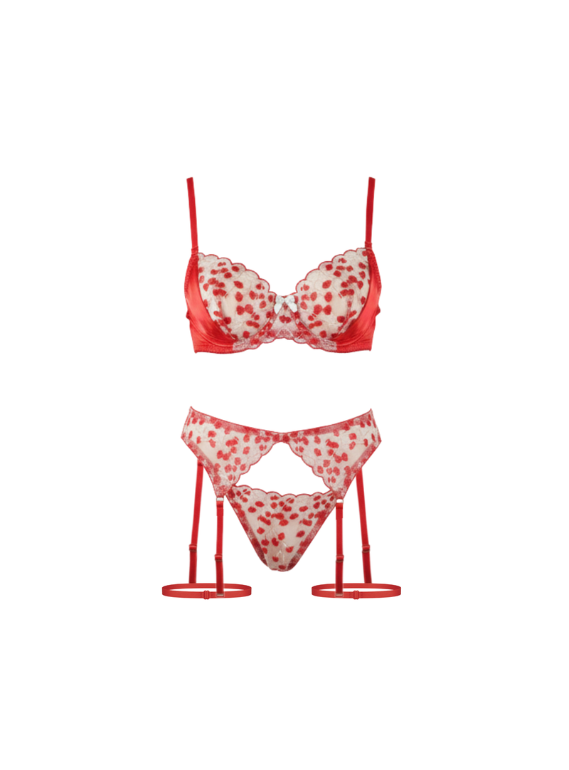 Cherry Lace Dessous-Set